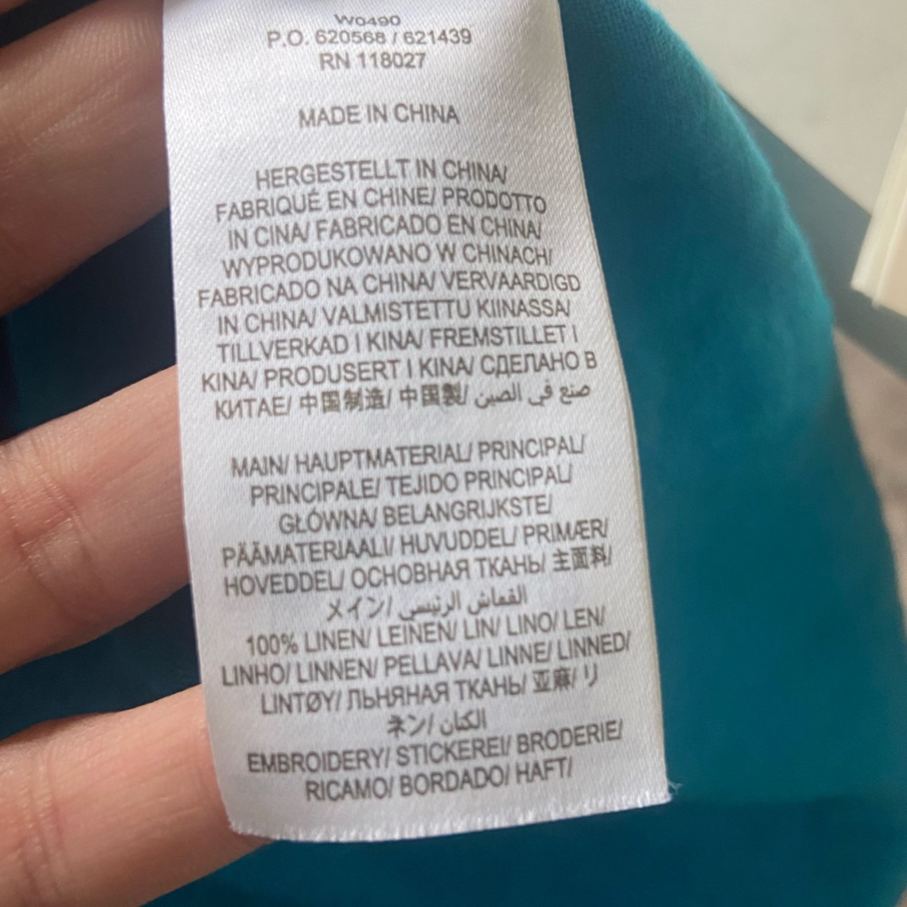 🛑SOLD BODEN Laura Linen Embroidered Dress in Blue Lagoon Size 14 - Picture 9 of 10